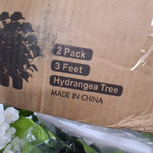 2PK ARTIFICIAL HYDRANGEA TREE WITH POT - 3FT - WHITE image 2