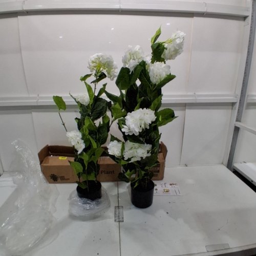 2PK ARTIFICIAL HYDRANGEA TREE WITH POT - 3FT - WHITE image 4