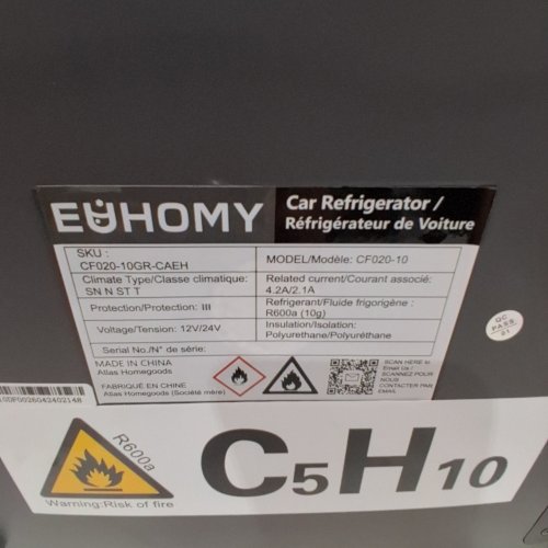 EUHOMY CAR REFRIGERATOR COMPRESSOR ELECTRIC COOLER WITH APP CONTROL - 10L - GREY (MODEL: CF020-10) image 6