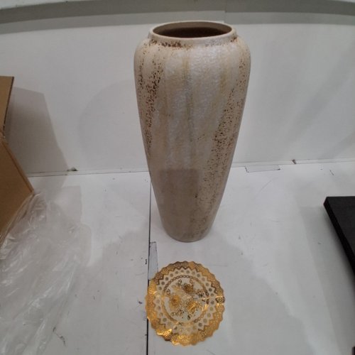 CERAMIC FARMHOUSE FLOWER VASE - 20.5" - BEIGE /BROWN image 3