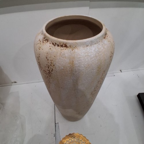 CERAMIC FARMHOUSE FLOWER VASE - 20.5" - BEIGE /BROWN image 4