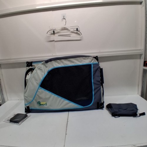 OWNPETS 4-WHEEL PET STROLLER WITH MESH OPENINGS - 22" X 33" - UP TO 130LBS - GREY/BLUE image 2