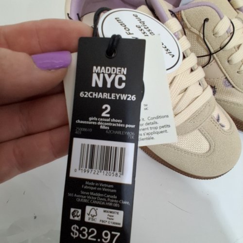 GIRLS MADDEN NYC CASUAL SHOES - SIZE 2 - BEIGE image 2