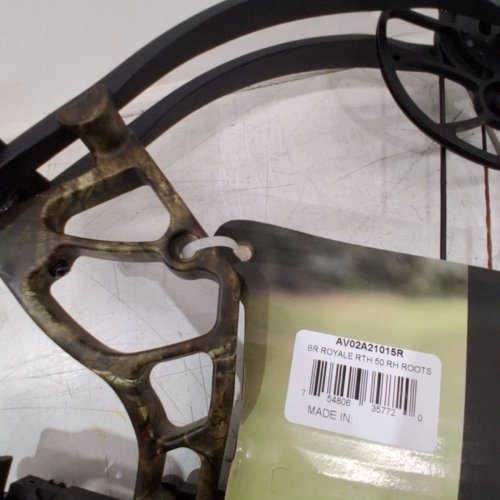 BEAR ARCHERY ROYALE READY TO HUNT COMPOUND BOW PACKAGE FOR ADULTS AND YOUTH - RIGHT HAND - 50 LBS DRAW WEIGHT - 27" AXLE-AXLE - 6" BRACE HEIGHT - 290 FPS - 2.7 LBS BOW WEIGHT - CAMOUFLAGE (MODEL: AV02A21015R) image 6