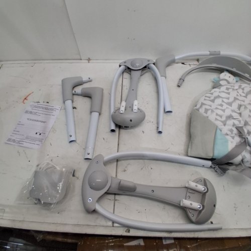 INGENUITY CONVERTME 2-IN-1 COMPACT PORTABLE PLUG IN AUTOMATIC BABY SWING AND INFANT SEAT - 0 TO 9 MONTHS - 6LBS TO 20LBS - GREY - (MODEL: 12189-ES) image 5