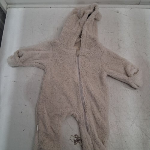 BABY FLEECE HOODED JUMPSUIT - SIZE 6 - BEIGE image 2
