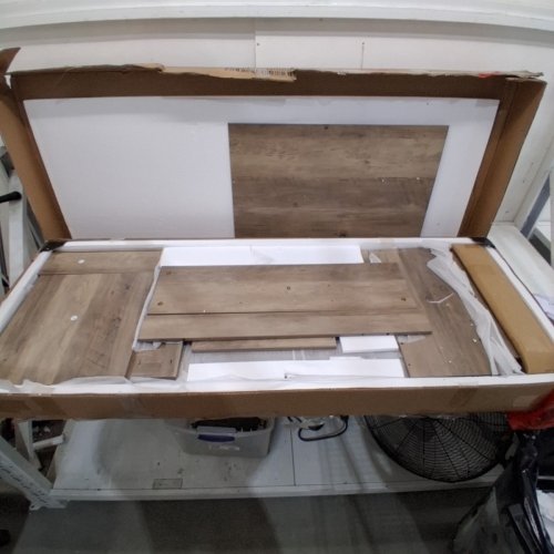 SEDETA FARMHOUSE WOODEN OFFICE DESK WITH STORAGE DRAWERS/SHELVES AND CHARGING STATION - 55" X 20" X 29" - GREY - (MODEL: DJVN000057_3) image 4