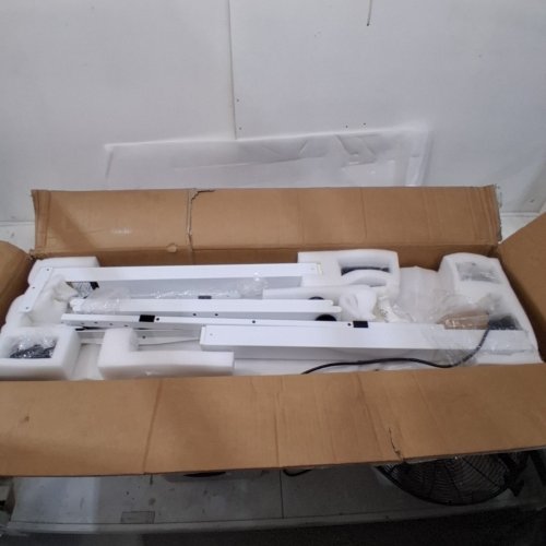 ELECTRIC HEIGHT ADJUSTABLE STANDING DESK WITH HOOKS - 48" X 24" - MAPLE TOP/WHITE - (MODEL: P05.01.01) image 2