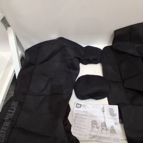 5PC CAT CATERPILLAR MESH FLEX FRONT AND BACK SEAT COVERS - UNIVERSAL FIT - BLACK image 4