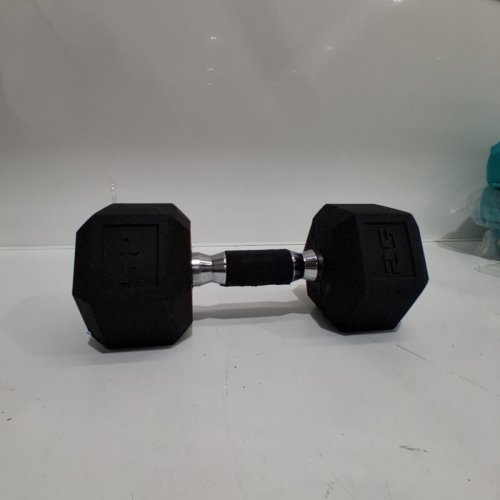 CAP COATED HEX DUMBBELL WEIGHT WITH PADDED GRIP - 25LBS - BLACK - (MODEL: SDPUIS-025) image 2