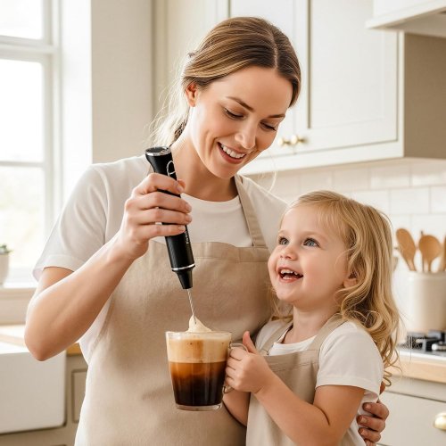 FOODVILLE PROFFESSIONAL ELECTRIC MILK FROTHER USB CHARING - 3 SPEED WITH STAND - WHITE image 3