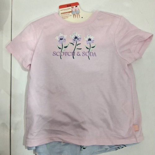 2PC GIRL'S SCOTCH AND SODA SKORT SET - MEDIUM (7/8) - PINK/BLUE FLOWERS (STYLE: 1682212) image 2