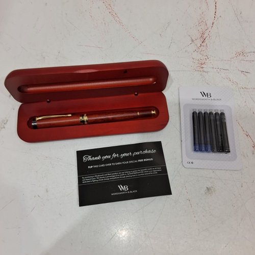 WORDSWORTH&BLACK LUXURY REFILLABLE BAMBOO WOOD FOUNTAIN PEN WITH CARTRIDGE REFILLS - BLACK/BLUE INK - ROSEWOOD image 3