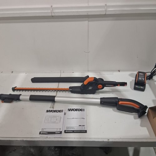 WORX POWER SHARE 2-IN-1 EXTENDABLE CORDLESS HEDGE TRIMMER - 20" BLADE/20V - ORANGE (MODEL: WG252.9 image 3