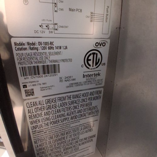 OVO UNDER THE CABINET RANGE HOOD WITH 3 SPEEDS - 700 CFM - 3000K - 30" - STAINLESS STEEL (MODEL: OV-1016) image 9