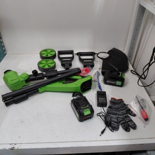 BATTERY OPERATED 4-IN-1 CORDLESS BRUSH CUTTER/WEED EATER/GRASS TRIMMER/LAWN MOWER WITH ACCESSORIES - 21 V 2000 RPM - GREEN (MODEL: LM-21) image 3