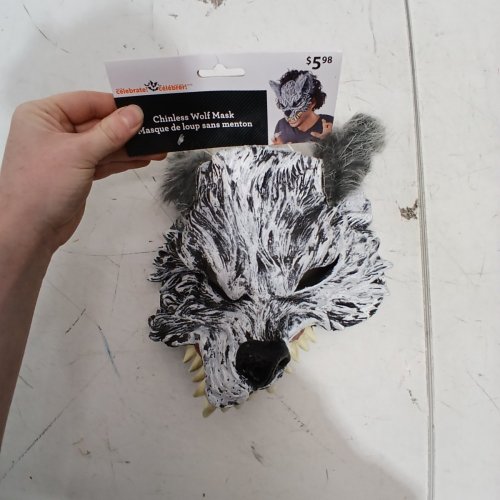 WAY TO CELEBRATE! CHINLESS WOLF MASK - OSFM - GRAY, WHITE AND BLACK image 3