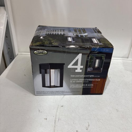 4PK NATURALLY SOLAR WALL/POST ACCENT LIGHTS - 25LM - BLACK (MODEL: 1938011) image 3