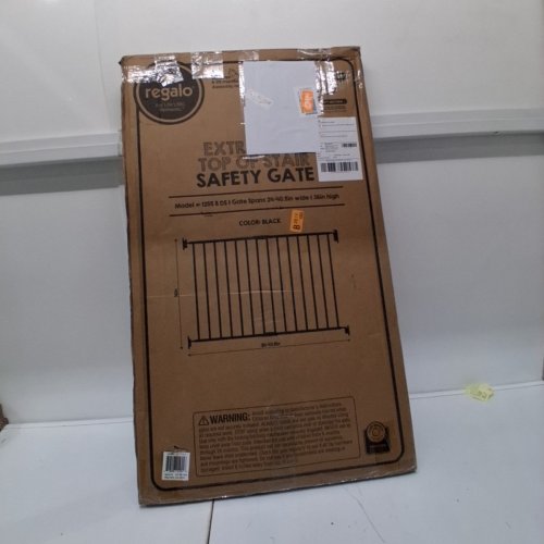 REGALO EXTRA TALL TOP OF STAIRS SAFETY GATE - 36" X 24" - 40.5" - BLACK - (MODEL: 1255 B DS) image 3