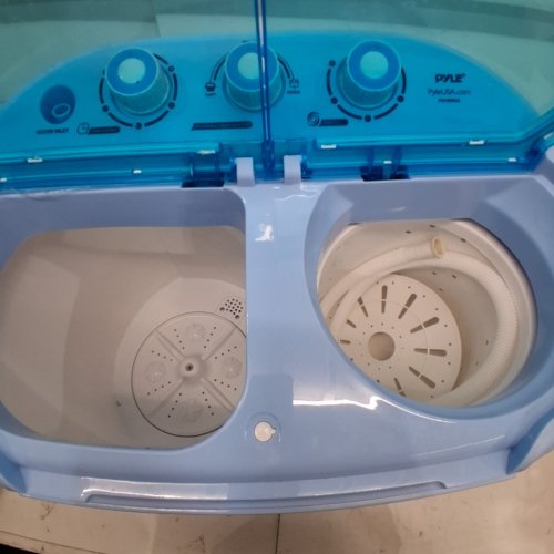 PYLE PURE CLEAN MINI TOP LOAD PORTABLE WASHER & SPIN DRYER - 7.7LBS CAPACITY / 110V - WHITE/BLUE (MODEL: PUCWM22) image 3