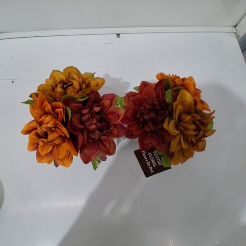 2PK ARTIFICIAL POTTED FLORAL ARRANGEMENTS -7" - ORANGE/RED/YELLOW image 4