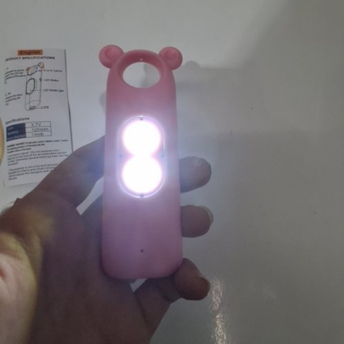 WOMEN'S PERSONAL BEAR SAFETY ALARM - 130DB SIREN/FLASHING STROBE LIGHT - PINK image 2
