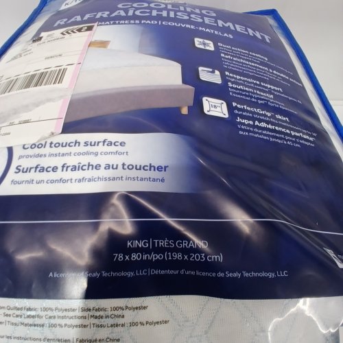 SEALY LUXURY COTTON TOP MATTRESS PAD - KING - WHITE/BLUE image 4