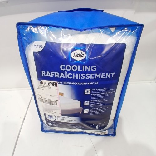 SEALY LUXURY COTTON TOP MATTRESS PAD - KING - WHITE/BLUE image 5