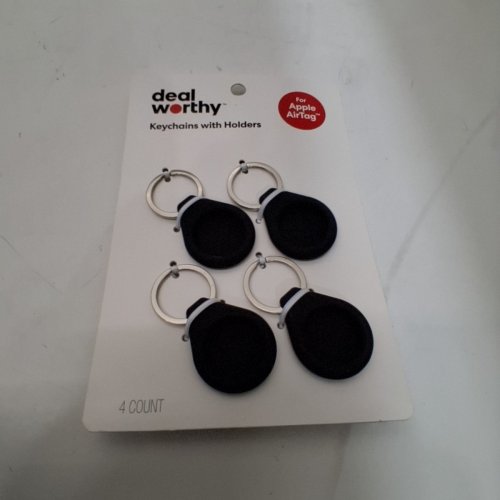 4PK DEALWORTHY KEY CHAINS WITH AIR TAG HOLDERS - FOR APPLE AIRTAG - BLACK/SILVER image 2