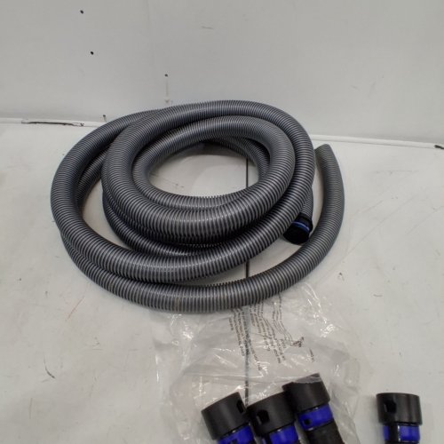 DUST COLLECTION HOSE FOR SHOP VACUUMS 1-1/4" WITH ADAPTERS - 20FT - GREY/BLACK image 2