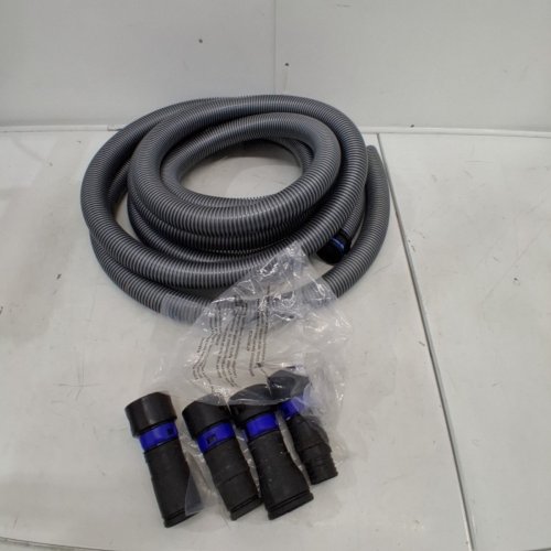 DUST COLLECTION HOSE FOR SHOP VACUUMS 1-1/4" WITH ADAPTERS - 20FT - GREY/BLACK image 3