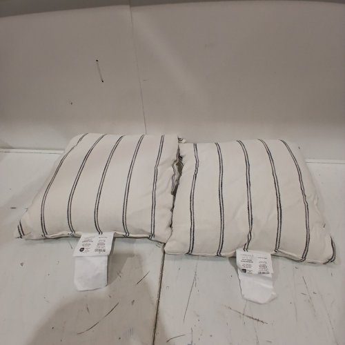 2PK THRESHOLD SQUARE COTTON WOVEN STRIPE THROW PILLOWS - 18" X 18" - STRIPED image 2