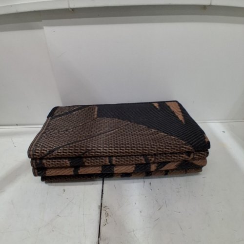 GENIMO OUTDOOR WATERPROOF AREA RUG CARPET WITH PEGS - 6FT X 9FT - BROWN / BLACK image 2