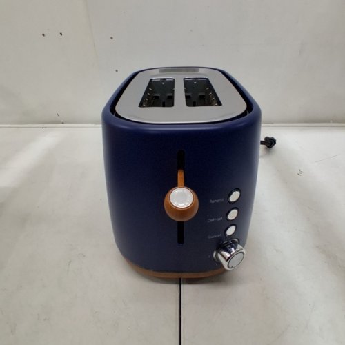 KICHELE RETRO 2 SLICE TOASTER - MATTE BLUE WITH WOODEN BASE - (MODEL: YK-688H) image 3