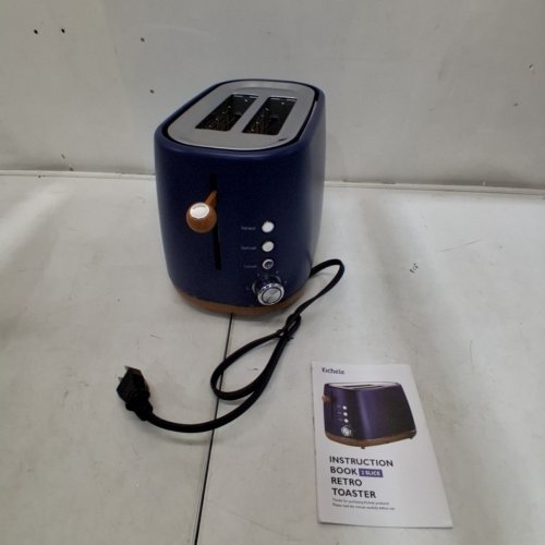 KICHELE RETRO 2 SLICE TOASTER - MATTE BLUE WITH WOODEN BASE - (MODEL: YK-688H) image 8