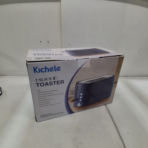 KICHELE RETRO 2 SLICE TOASTER - MATTE BLUE WITH WOODEN BASE - (MODEL: YK-688H) image 9