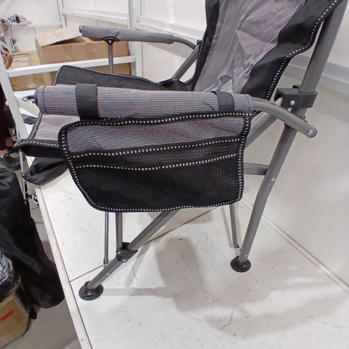 SUPPERRELLA PORTABLE CAMPING CHAIR WITH FOLDING CUP HOLDER AND STORAGE POCKET - 22" X 15.75" X 37.5" - BLACK / GREY image 3