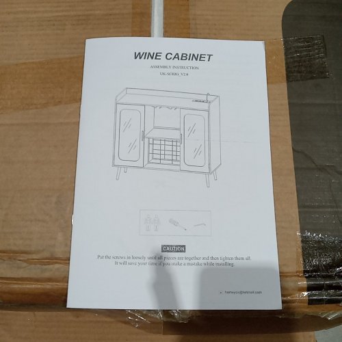 WINE BAR CABINET WITH POWER OUTLET AND 2 DOORS - 53" X 16" X 38" - WHITE (MODEL: YHWC-002) image 6