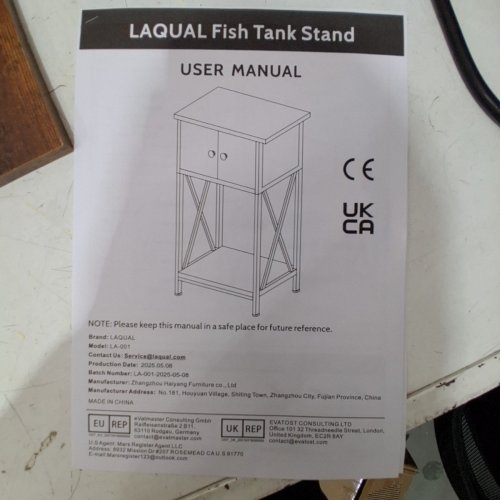 LAQUAL DOUBLE FISH TANK/AQUARIUM CABINET STAND WITH ADJUSTABLE FEET - 5GAL & 10GAL MAX - RUSTIC BROWN/BLACK (MODEL: LA-001) image 5