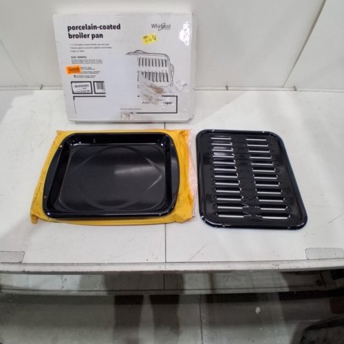 2PC WHIRLPOOL PORCELAIN BROILER PAN AND GRID - 12.75" X 16.75" - BLACK (MODEL: 4396923) image 2