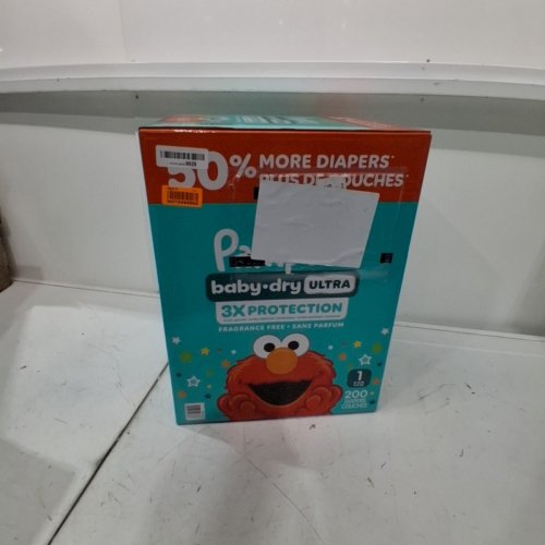 200PK PAMPERS BABY DRY ULTRA, FRAGRANCE FREE - SIZE 1 - ELMO image 2