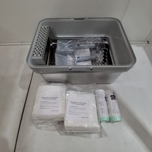 2PK SUZZIPAWS ENCLOSED STAINLESS STEEL LITTER BOX WITH LID AND ACCESSORIES- XL - GREY image 2