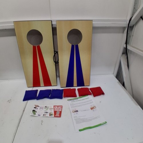 GOSPORTS PORTABLE SIZE CORNHOLE GAME SET WITH 6 BEAN BAG - 2FT X 1FT - WOOD/BLUE/RED (MODEL : CH-03-MDF-WOOD) image 2