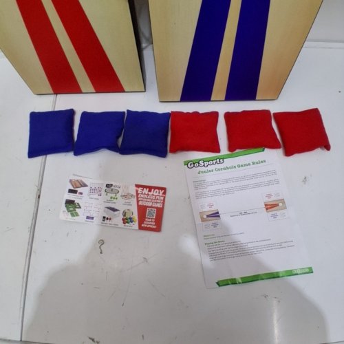 GOSPORTS PORTABLE SIZE CORNHOLE GAME SET WITH 6 BEAN BAG - 2FT X 1FT - WOOD/BLUE/RED (MODEL : CH-03-MDF-WOOD) image 3