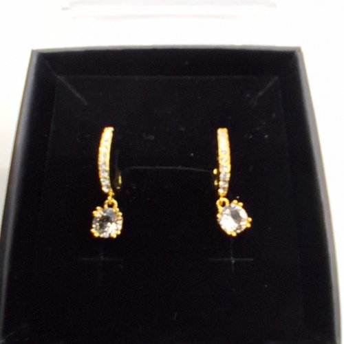 WOMENS KATE & CHLOE CLEAR STONE DROP MACKENZIE EARRINGS - GOLD-TONE (STYLE: CCDE20045ER-YG) image 2