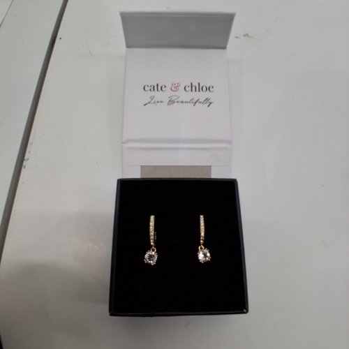 WOMENS KATE & CHLOE CLEAR STONE DROP MACKENZIE EARRINGS - GOLD-TONE (STYLE: CCDE20045ER-YG) image 4