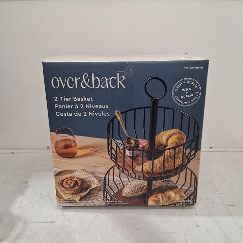 OVER & BACK 2-TIER WIRE METAL FRUIT BASKET - BLACK/ACACIA WOOD (MODEL : 1986459) image 7