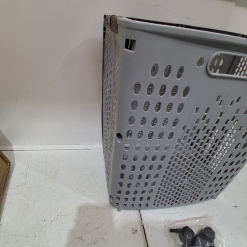 FOLDABLE PLASTIC ROLLING LAUNDRY HAMPER - 17" X 13" 10" - GRAY image 3