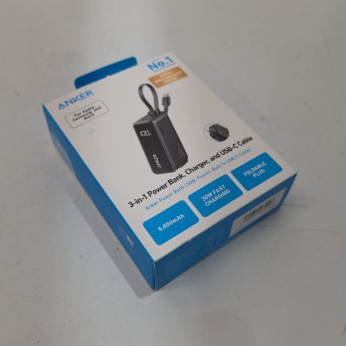 ANKER 3-IN-1 POWER BANK WITH BUILT IN USB-C CABLE - 5000MAH - 30W - BLACK (MODEL: A1636H11-1) image 5
