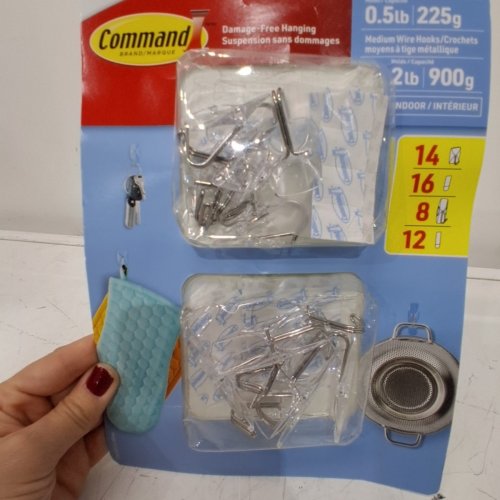 22PC 3M COMMAND SMALL AND MEDIUM WIRE HOOKS - 0.5LB-2LB - CLEAR image 2